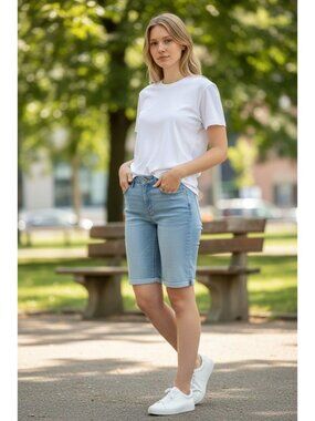 Signature By Levi Strauss Gold Bermuda Denim Shorts Light Wash Casual